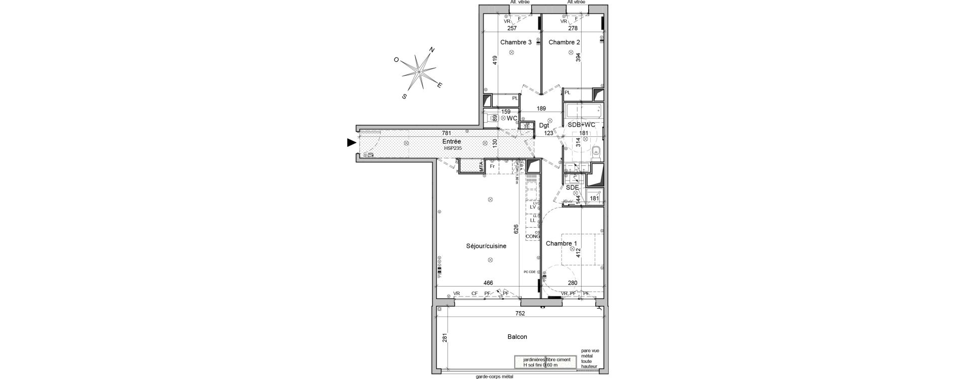 Appartement T4 de 85,80 m2 &agrave; Bordeaux Belv&eacute;d&egrave;re