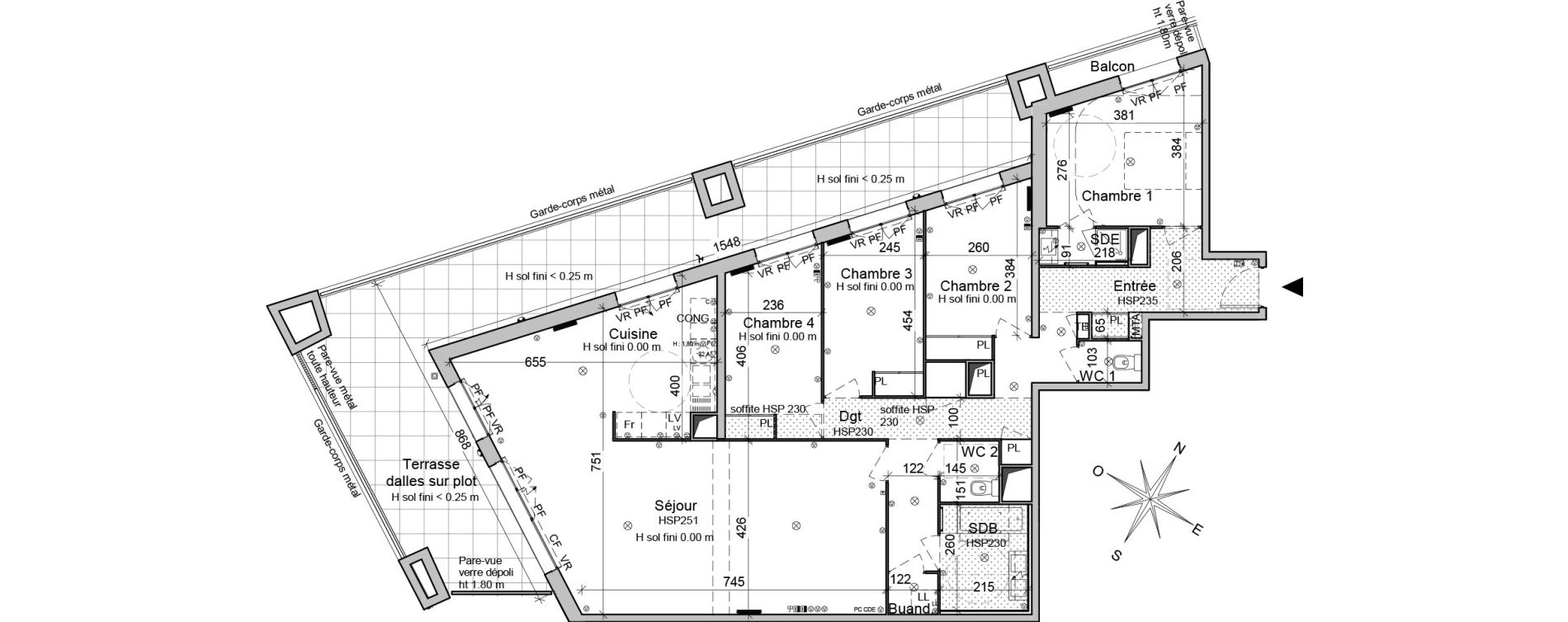 Appartement T5 de 133,80 m2 &agrave; Bordeaux Belv&eacute;d&egrave;re