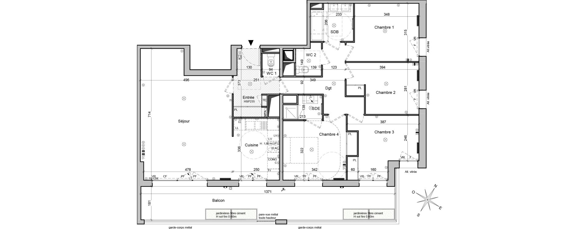 Appartement T5 de 109,00 m2 &agrave; Bordeaux Belv&eacute;d&egrave;re