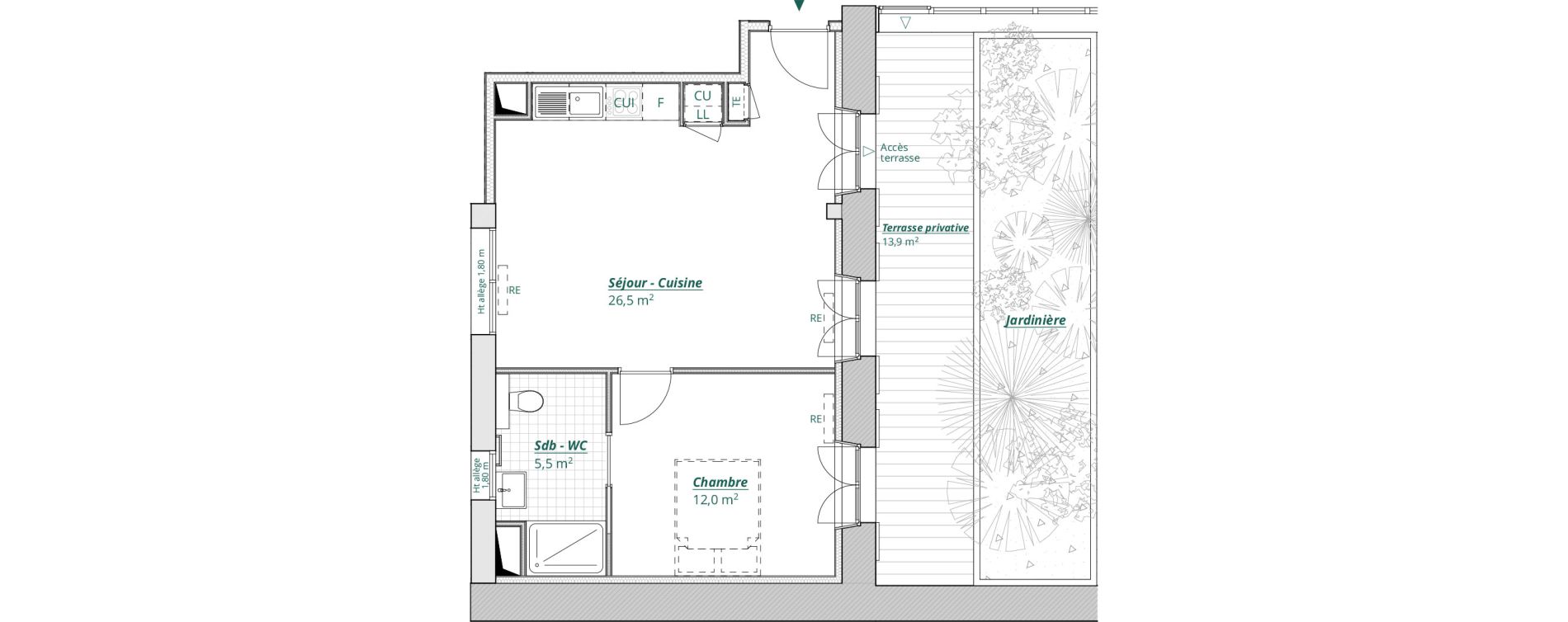 Appartement T2 de 44,00 m2 &agrave; Bordeaux H&ocirc;tel de ville - quinconces