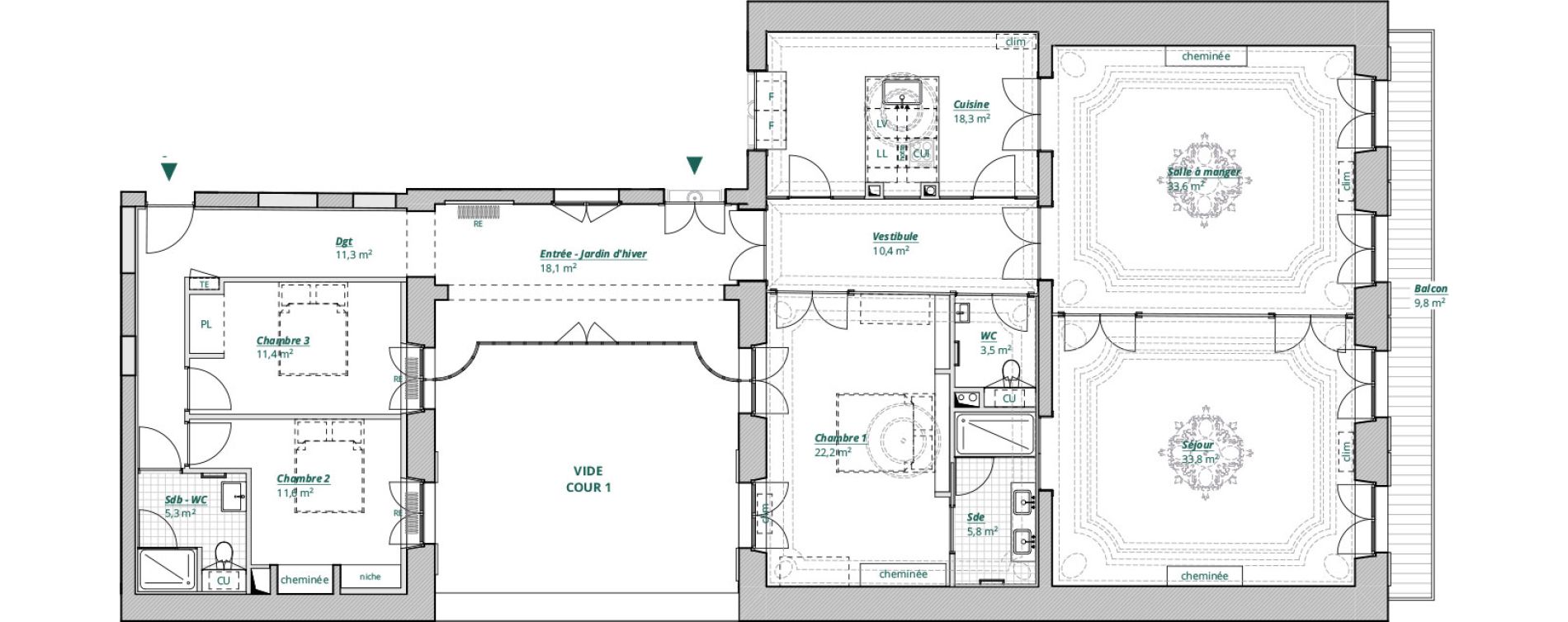 Appartement T5 de 185,30 m2 &agrave; Bordeaux H&ocirc;tel de ville - quinconces