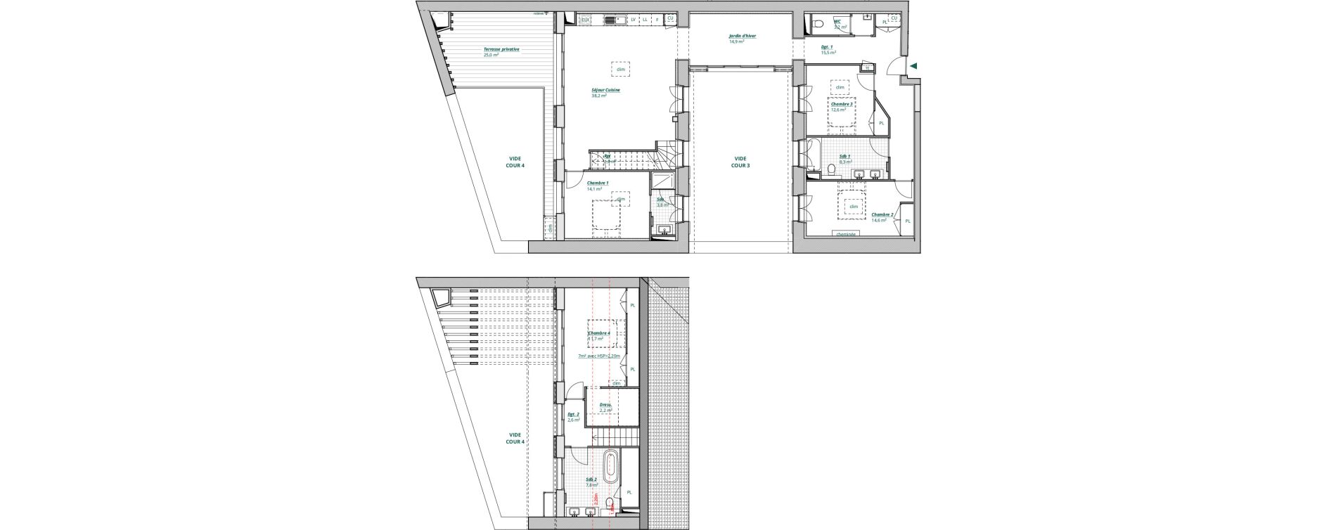 Duplex T5 de 151,30 m2 &agrave; Bordeaux H&ocirc;tel de ville - quinconces