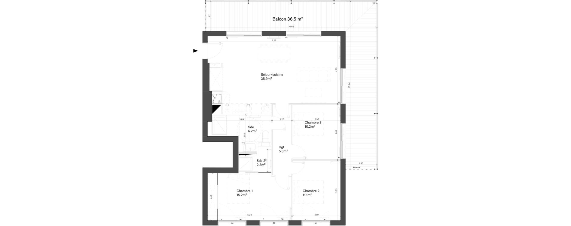Appartement T4 de 86,40 m2 &agrave; Bordeaux Chartrons