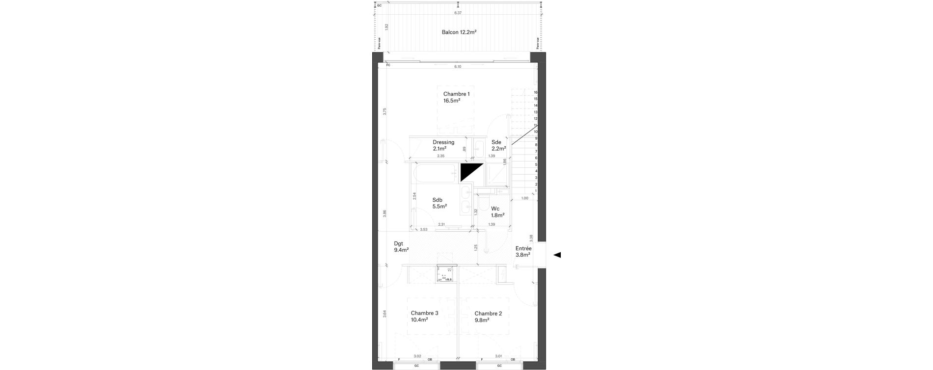 Duplex T4 de 111,30 m2 &agrave; Bordeaux Chartrons