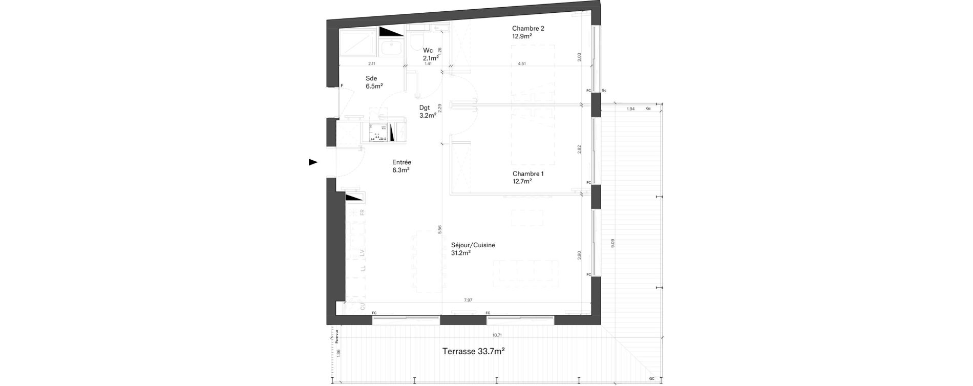 Appartement T3 de 74,90 m2 &agrave; Bordeaux Chartrons