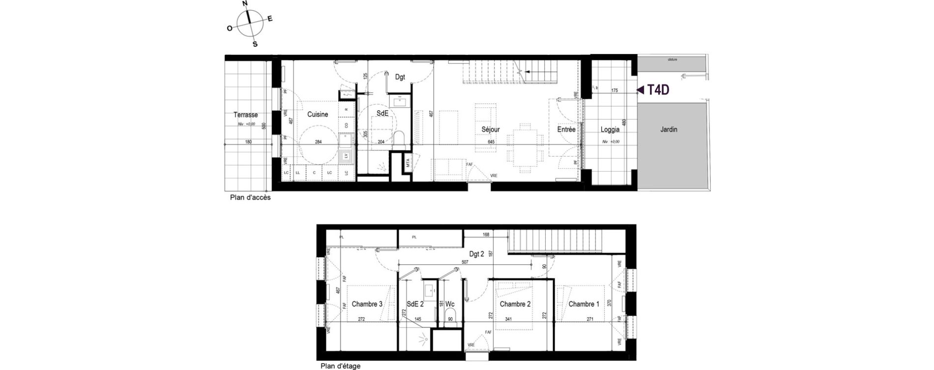 Duplex T4 de 95,42 m2 &agrave; Bordeaux Bastide
