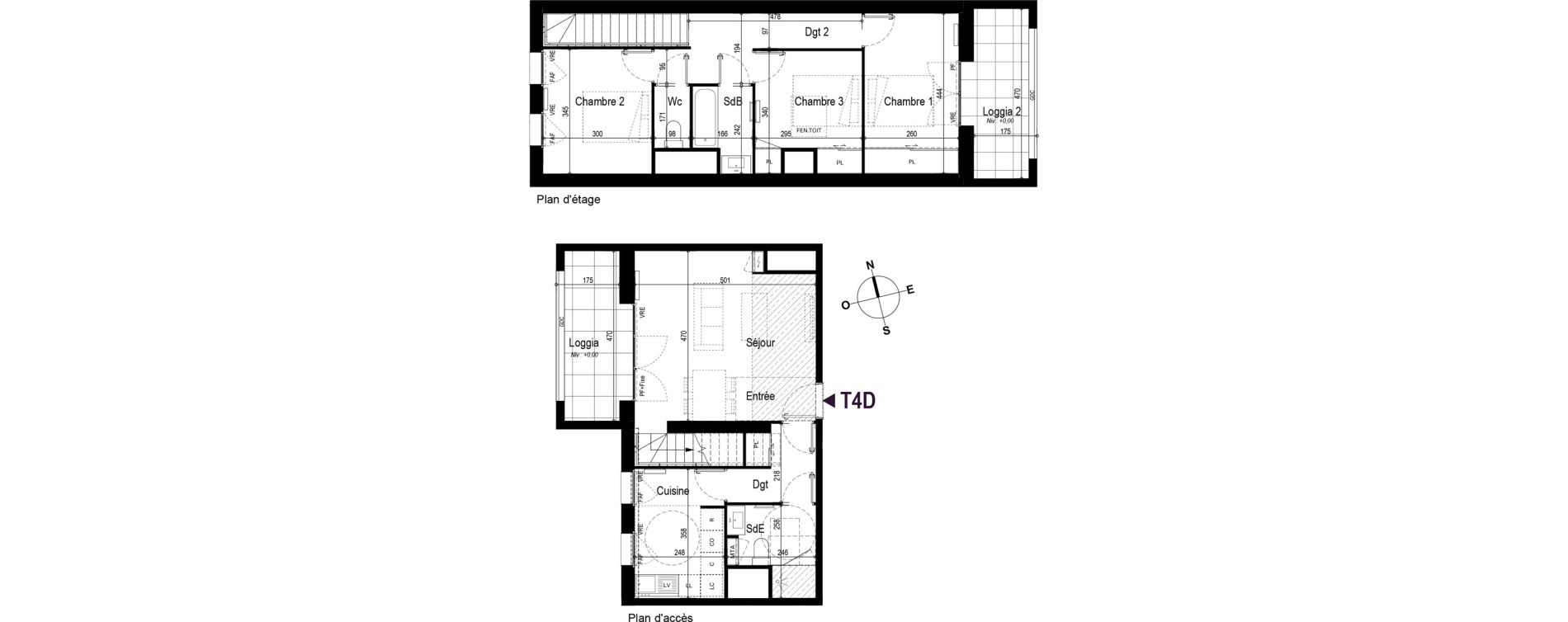 Duplex T4 de 84,35 m2 &agrave; Bordeaux Bastide
