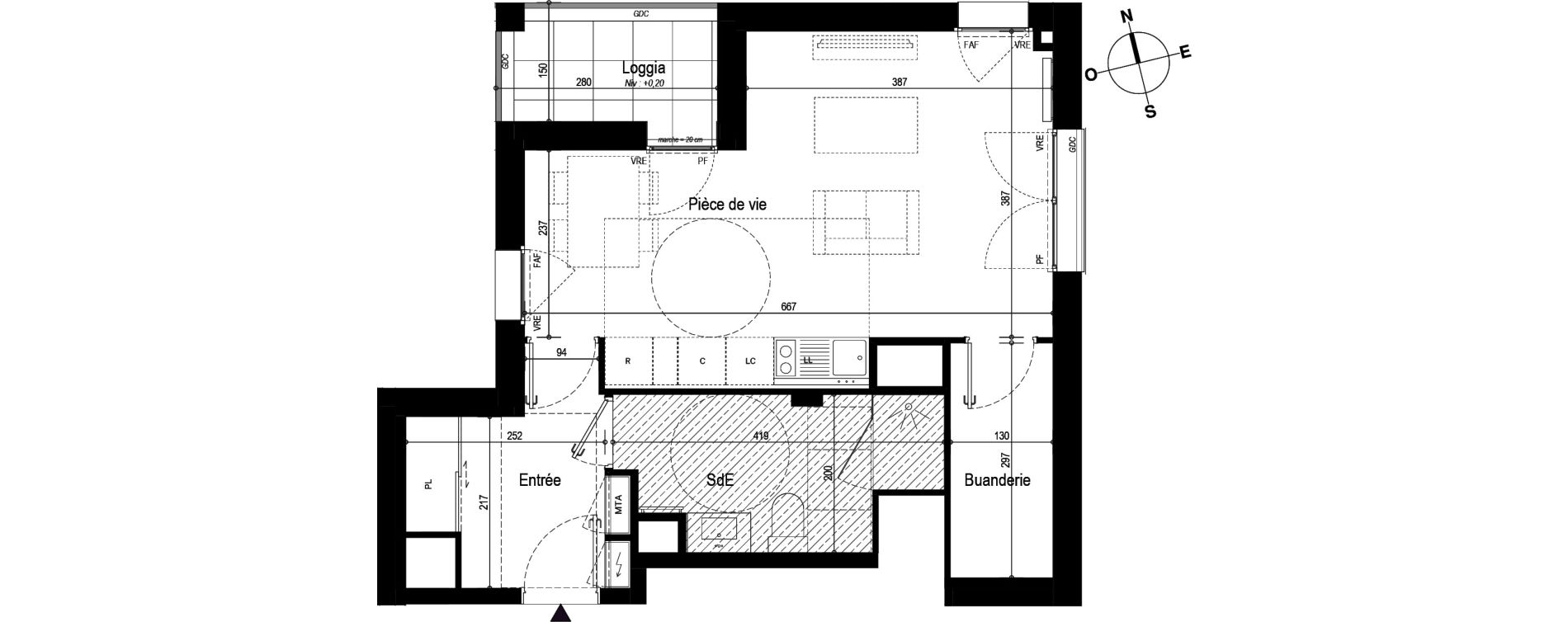 Appartement T1 de 40,39 m2 &agrave; Bordeaux Bastide