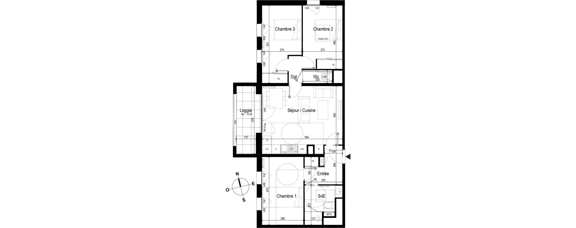 Appartement T4 de 77,53 m2 &agrave; Bordeaux Bastide