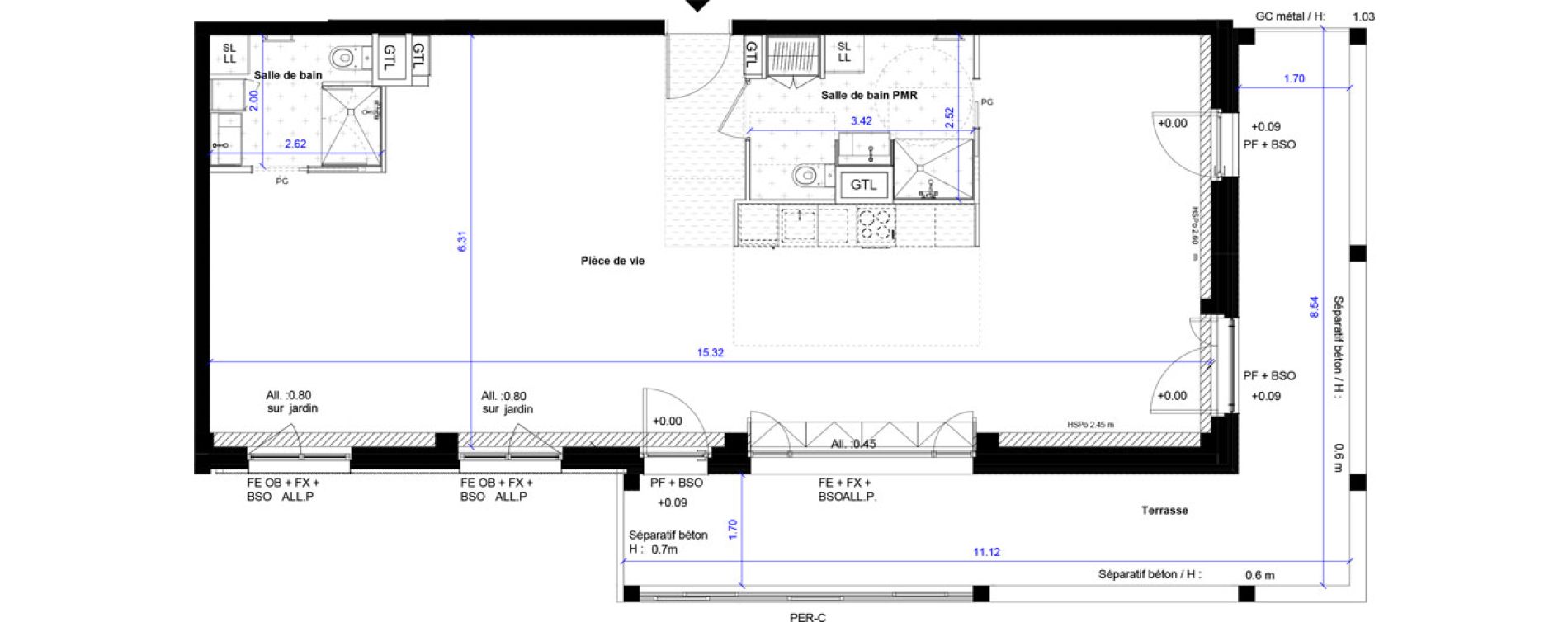 Appartement T5 de 93,78 m2 &agrave; Bordeaux Ginko