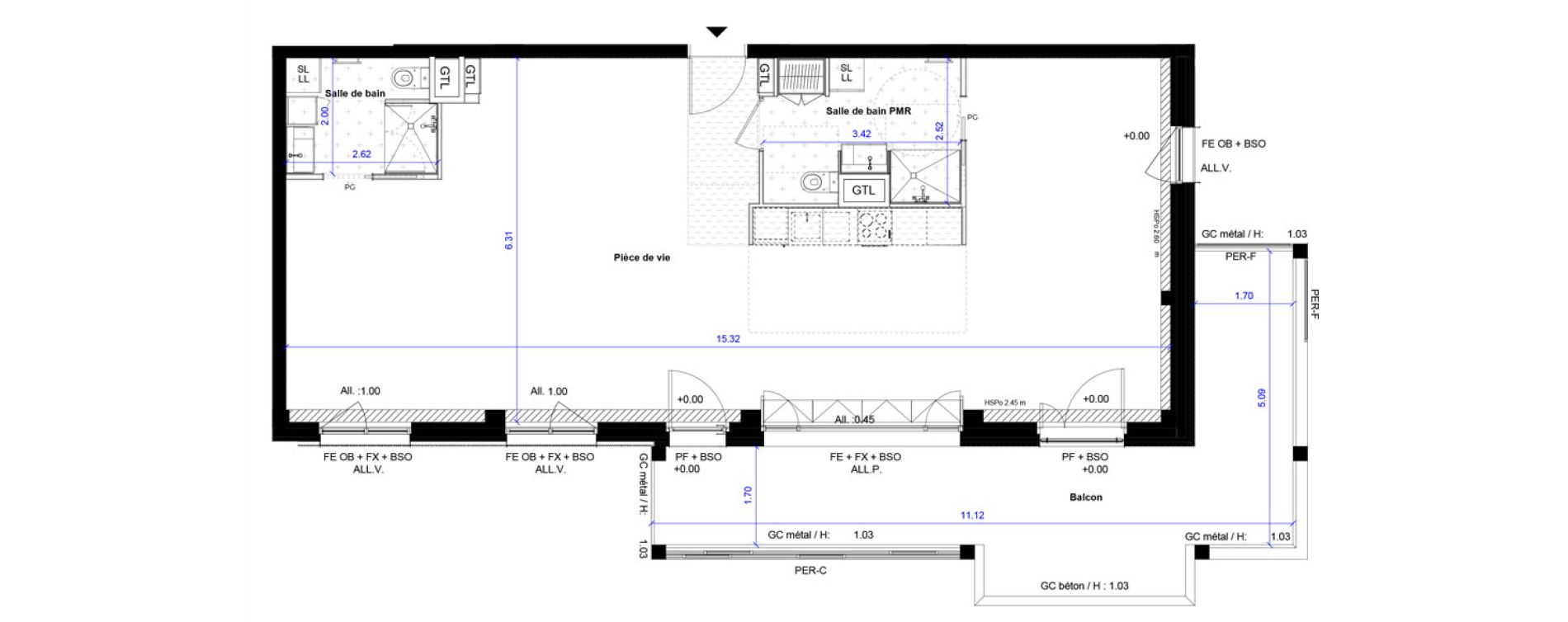 Appartement T5 de 93,78 m2 &agrave; Bordeaux Ginko