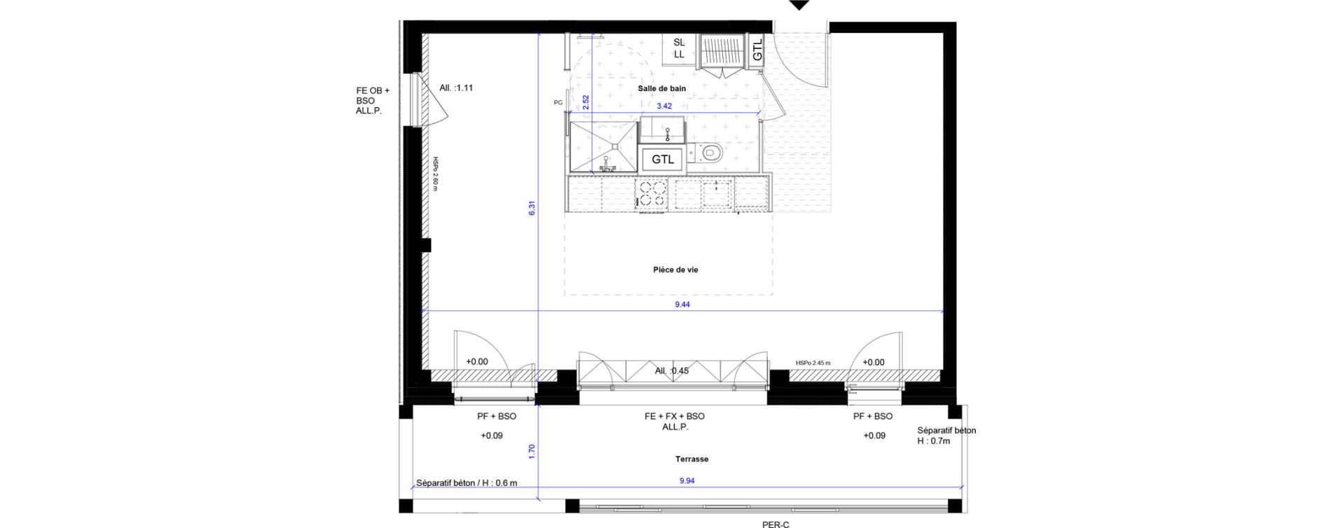 Appartement de 57,77 m2 &agrave; Bordeaux Ginko