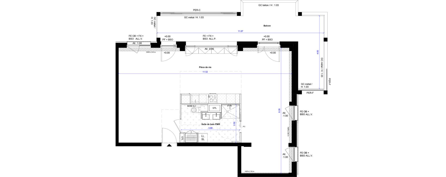 Appartement T4 de 77,43 m2 &agrave; Bordeaux Ginko