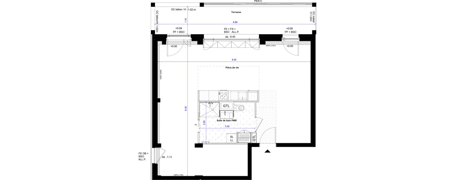 Appartement T3 de 68,65 m2 &agrave; Bordeaux Ginko