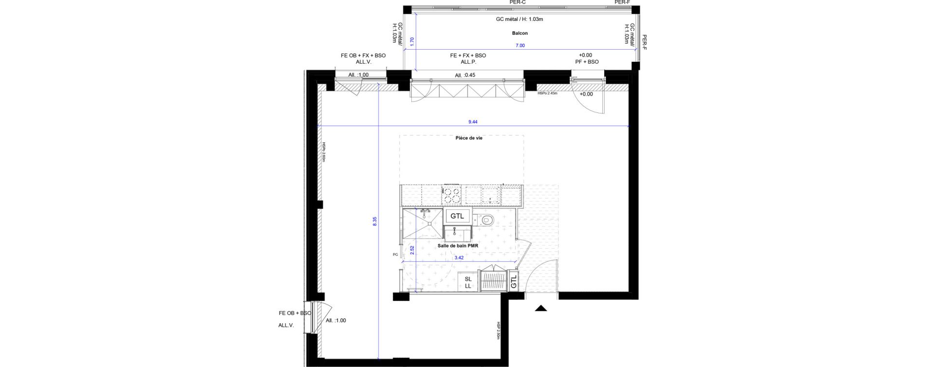 Appartement T3 de 68,65 m2 &agrave; Bordeaux Ginko