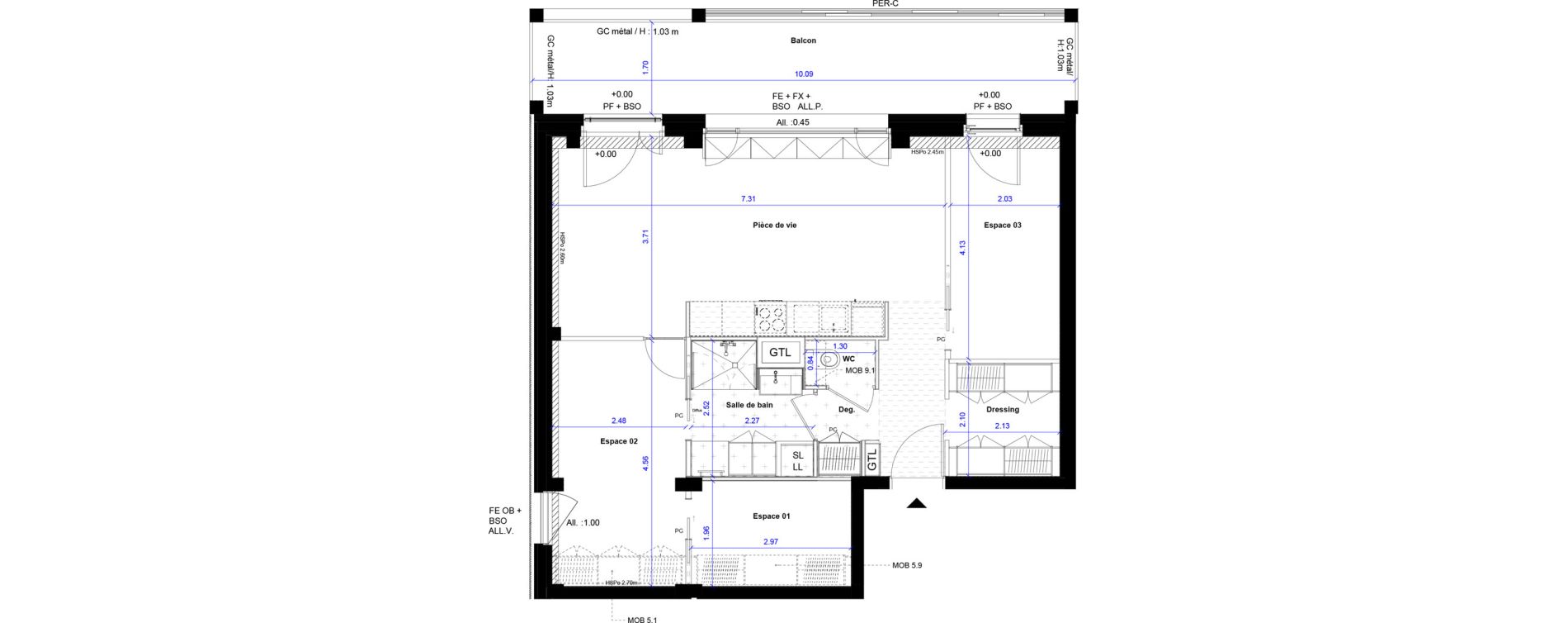 Appartement T3 de 68,65 m2 &agrave; Bordeaux Ginko