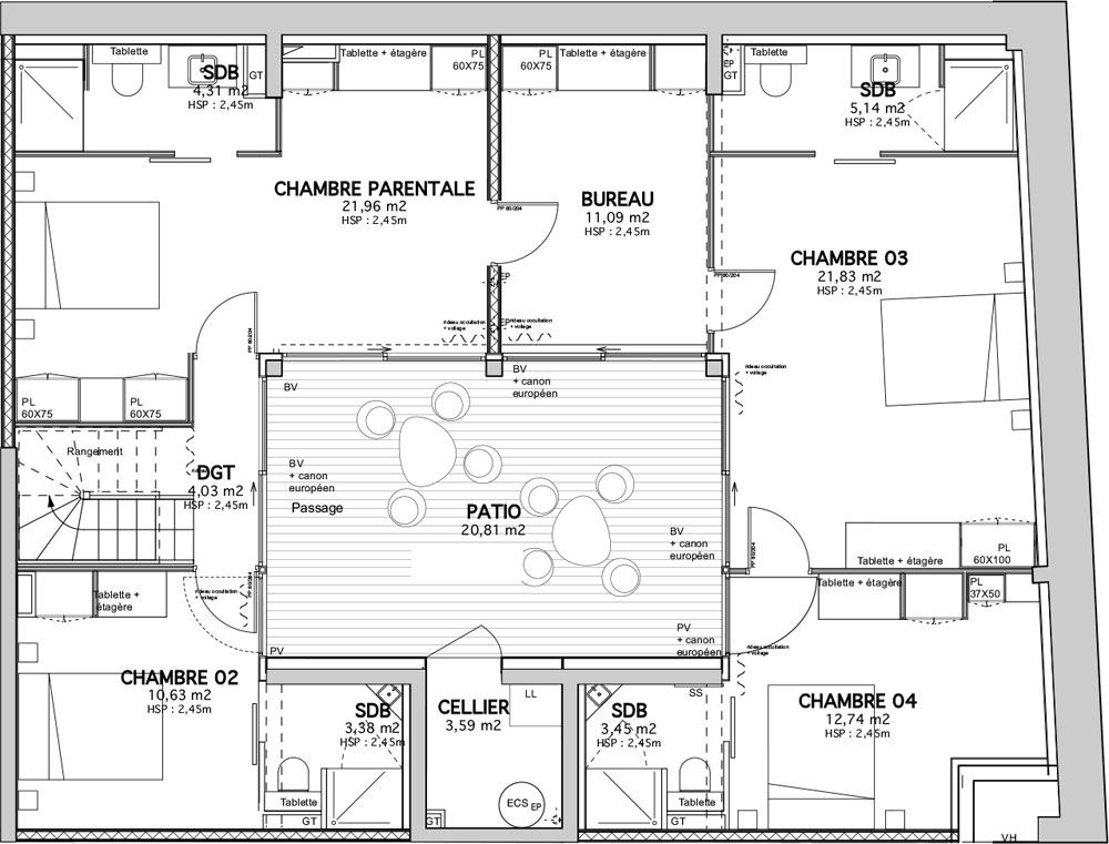  Duplex  T7 de 172 65 m2  1er tage N Les Patios d Emile 