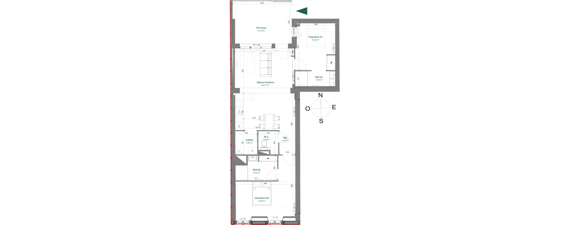 Appartement T3 de 71,34 m2 &agrave; Bordeaux Cauderan