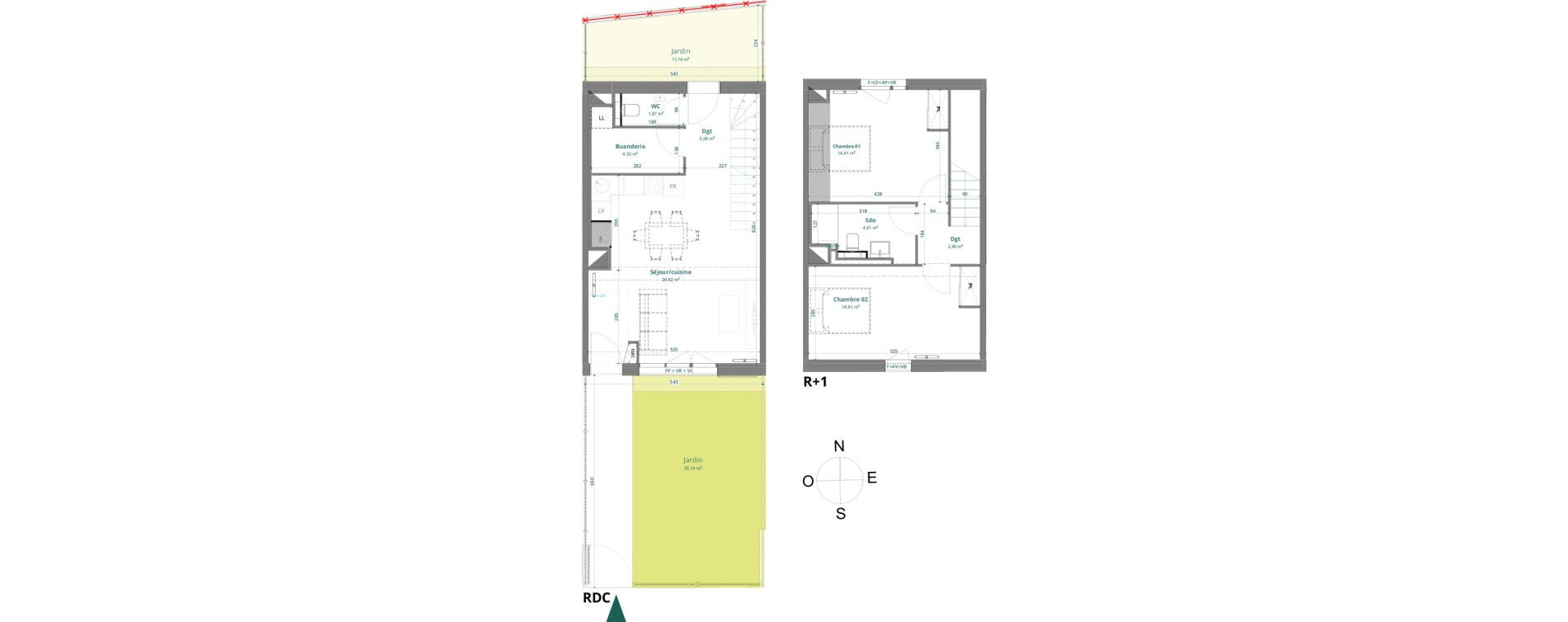 Maison T3 de 76,12 m2 &agrave; Bordeaux Cauderan