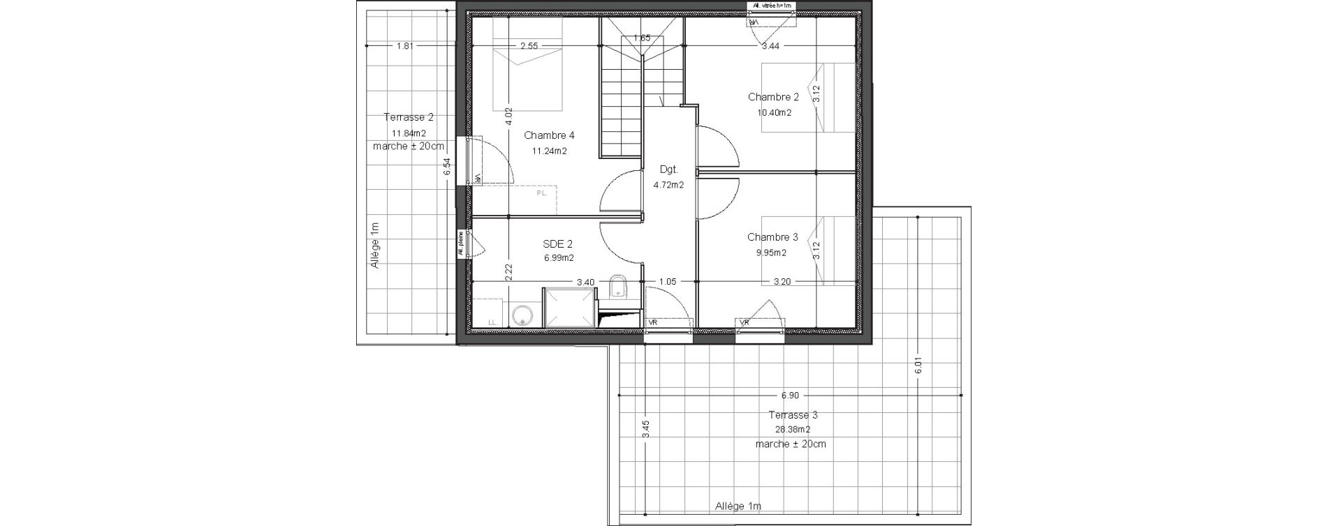 Duplex T5 de 101,59 m2 &agrave; Bordeaux Ginko
