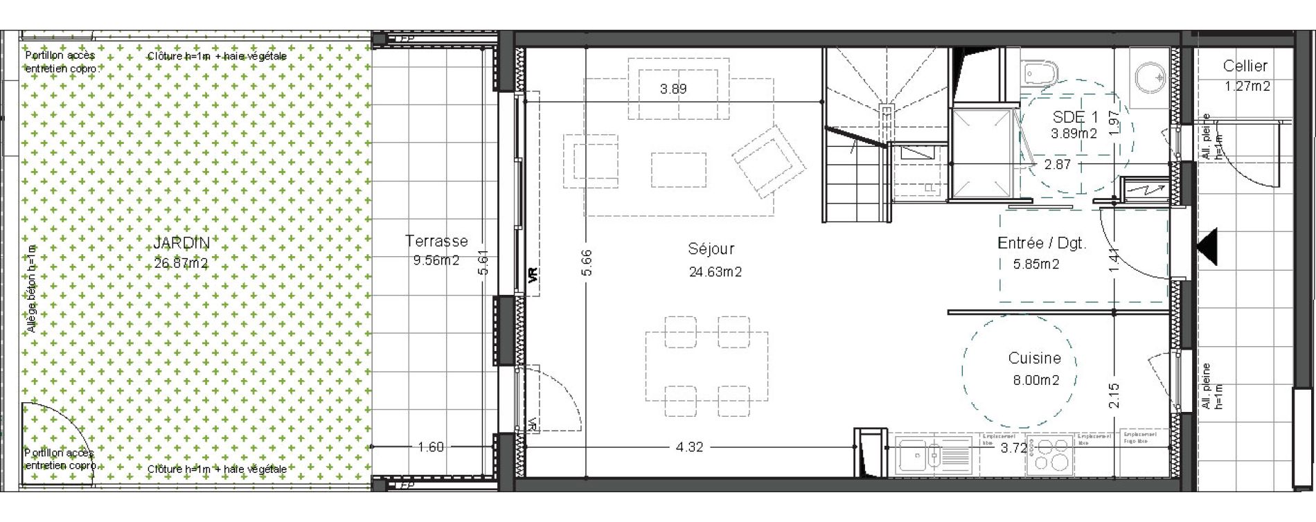 Duplex T4 de 85,18 m2 &agrave; Bordeaux Ginko