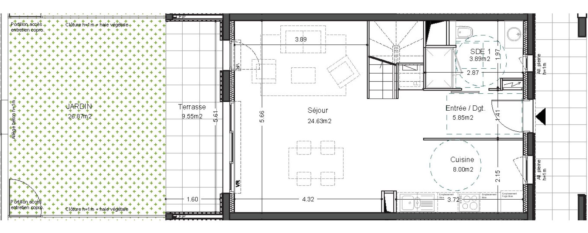 Duplex T4 de 85,18 m2 &agrave; Bordeaux Ginko