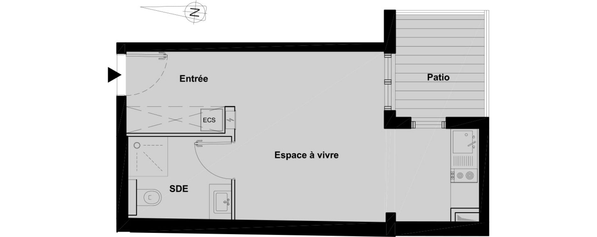 Appartement T1 de 26,06 m2 &agrave; Bordeaux Saint-seurin
