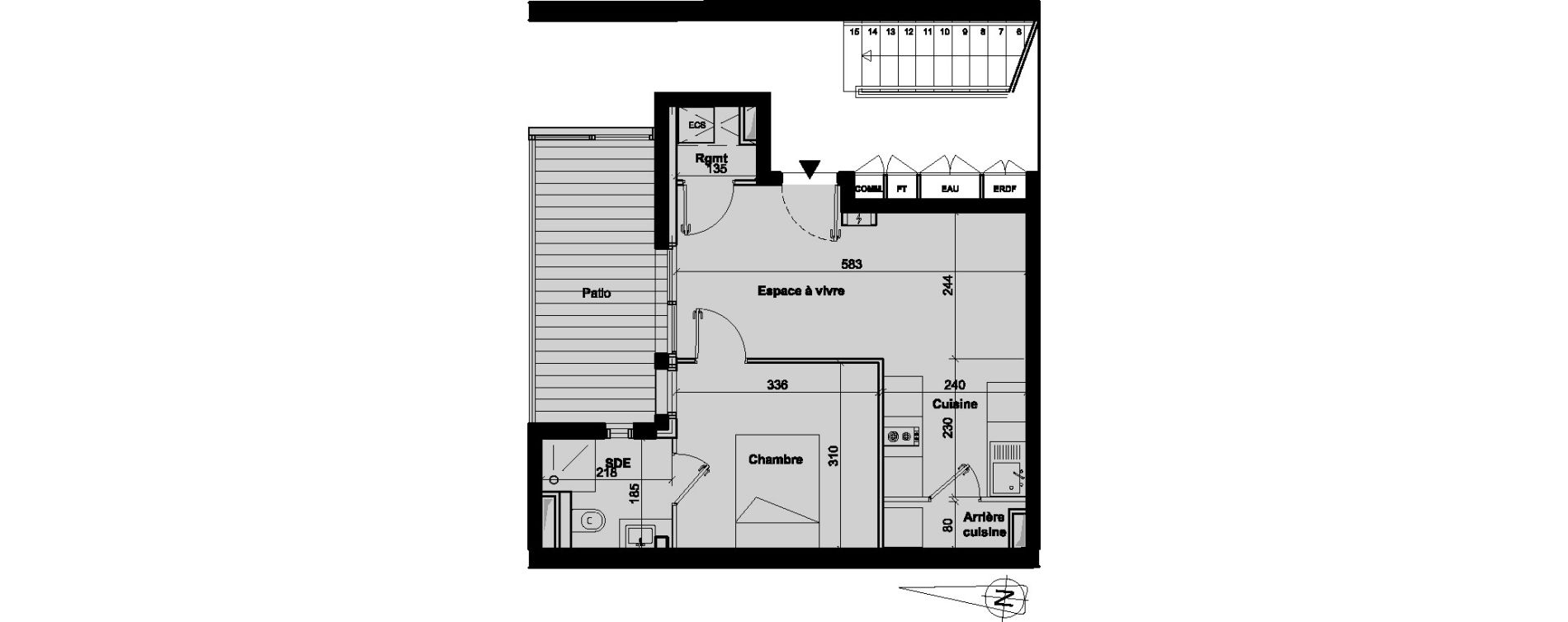 Appartement T2 de 38,35 m2 &agrave; Bordeaux Saint-seurin