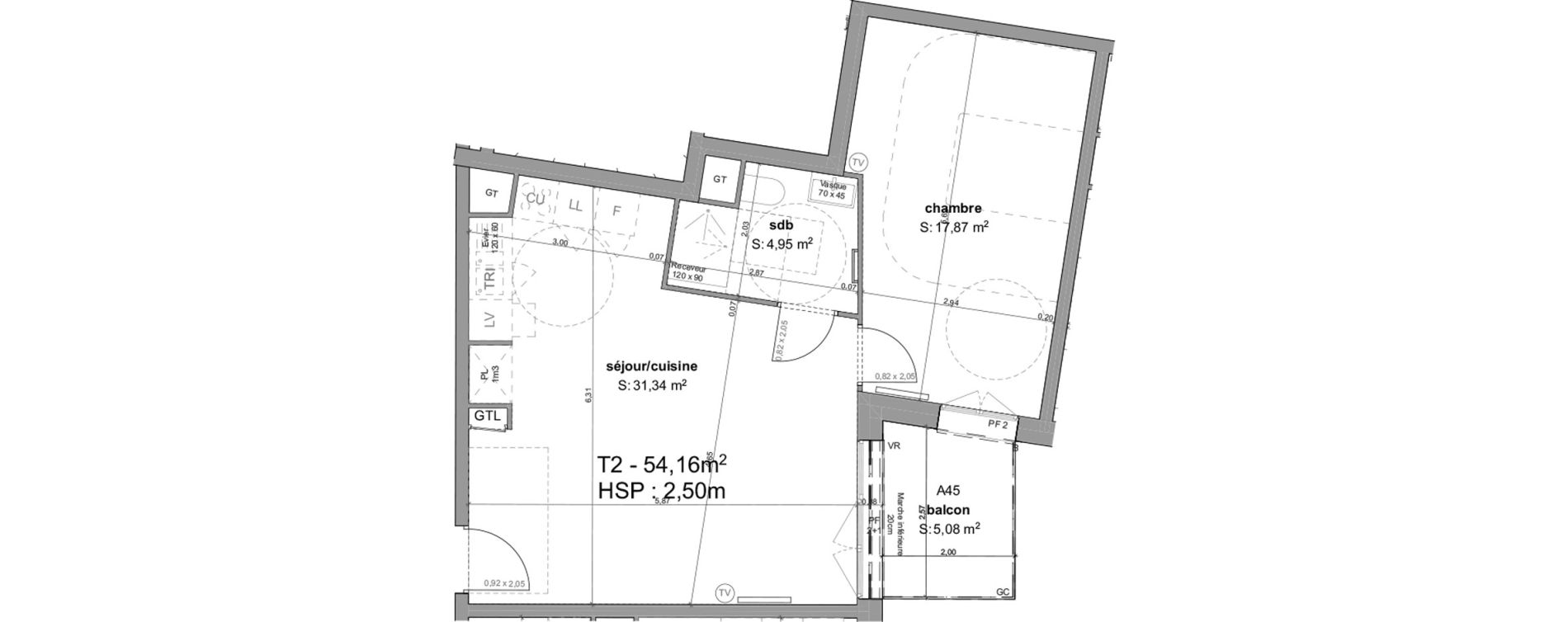 Appartement T2 de 54,16 m2 &agrave; Bordeaux Armagnac