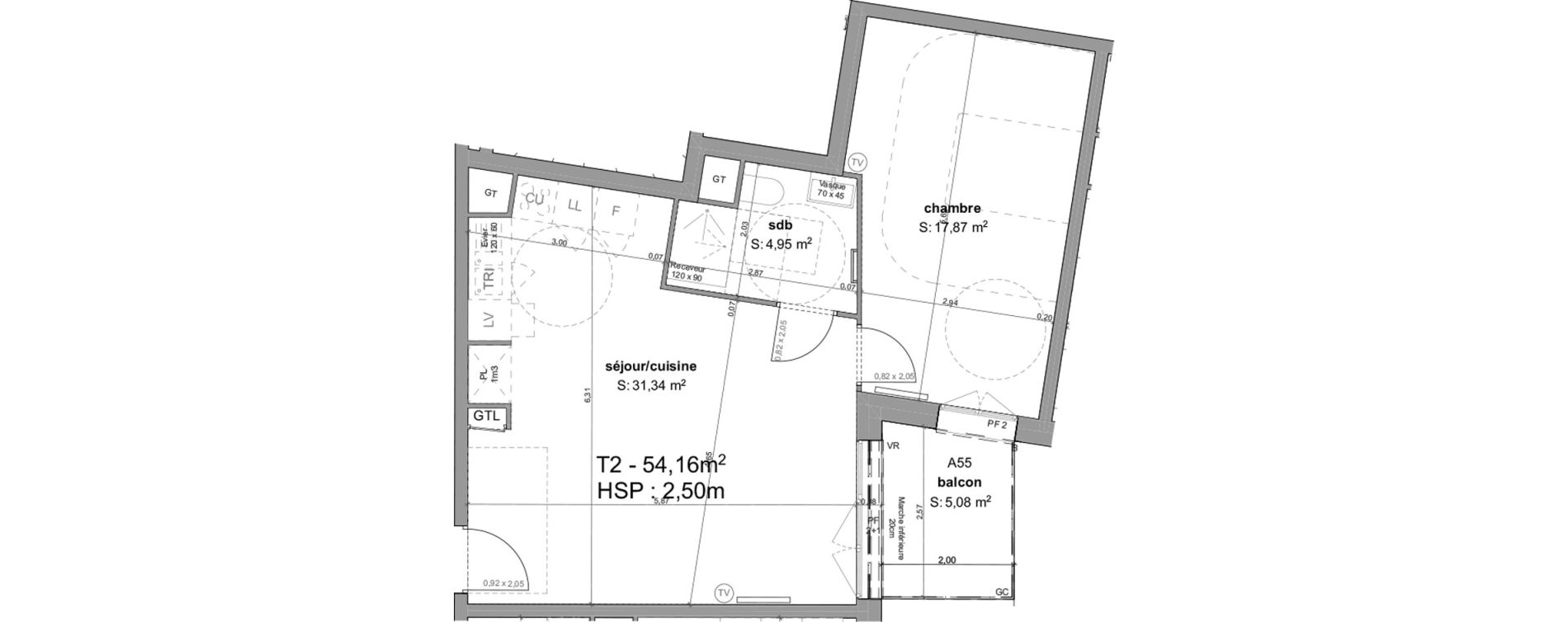 Appartement T2 de 54,16 m2 &agrave; Bordeaux Armagnac