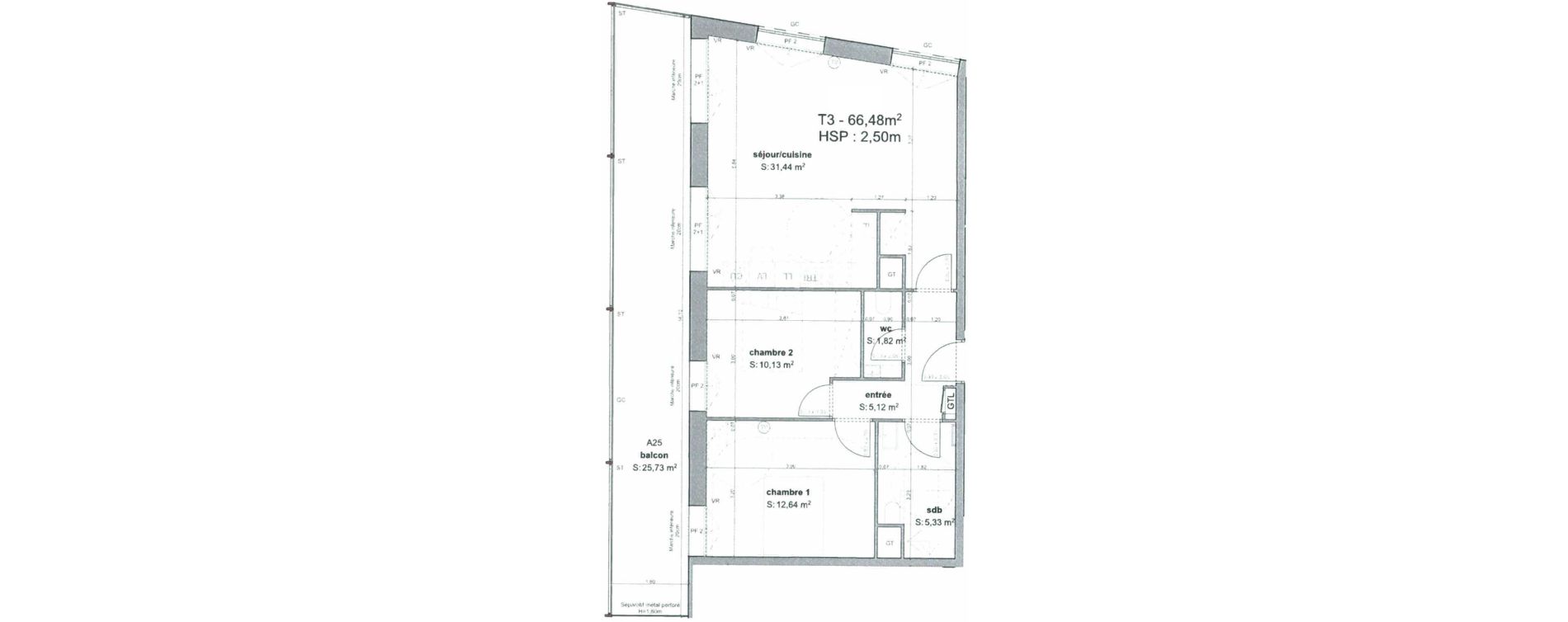 Appartement T3 de 66,48 m2 &agrave; Bordeaux Armagnac