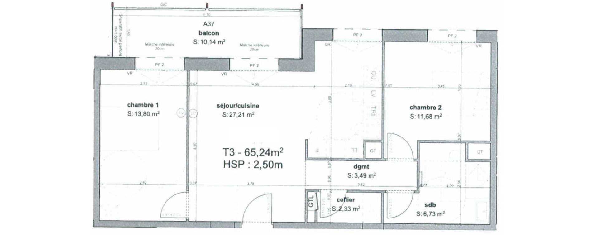 Appartement T3 de 65,24 m2 &agrave; Bordeaux Armagnac