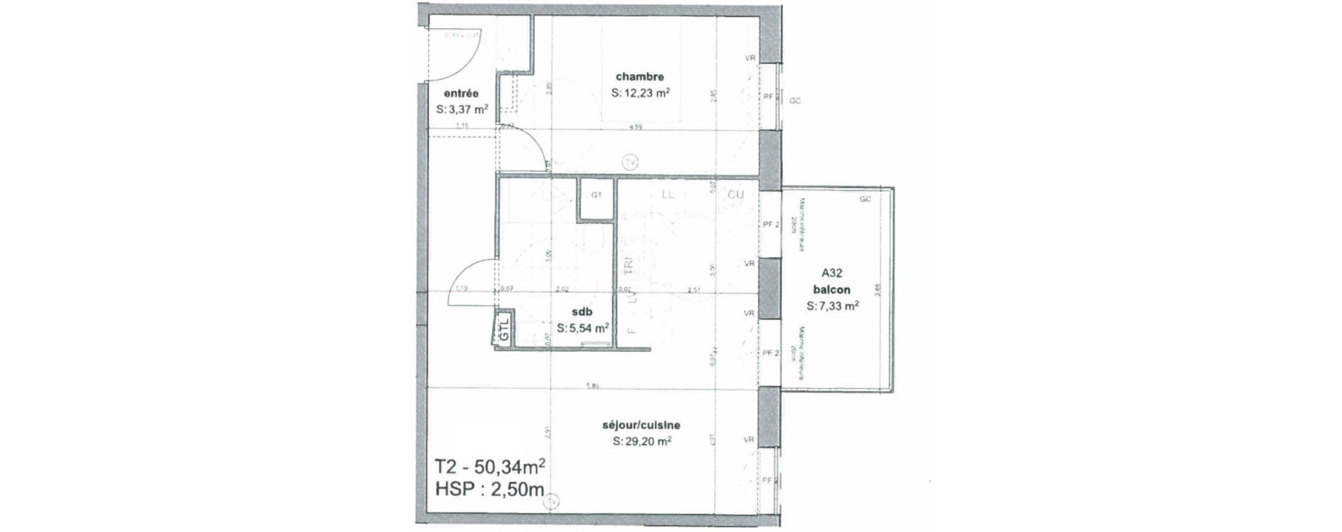 Appartement T2 de 50,34 m2 &agrave; Bordeaux Armagnac