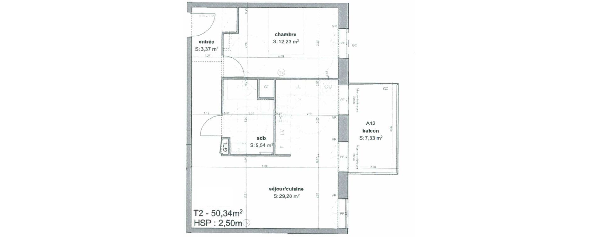 Appartement T2 de 50,34 m2 &agrave; Bordeaux Armagnac