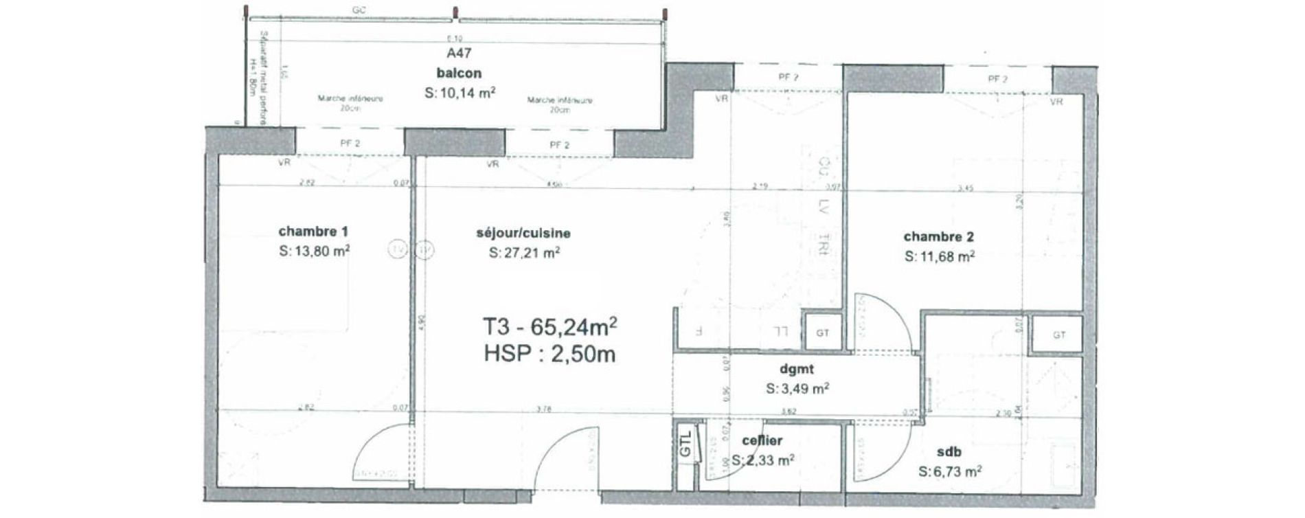 Appartement T3 de 65,24 m2 &agrave; Bordeaux Armagnac