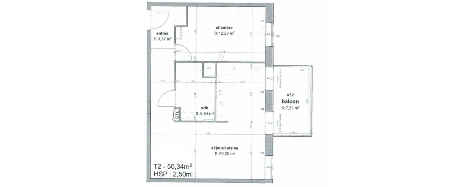 Appartement T2 de 50,34 m2 &agrave; Bordeaux Armagnac