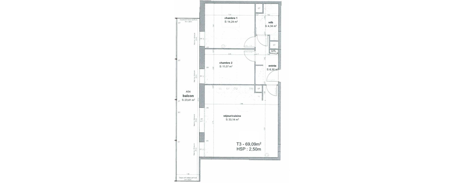 Appartement T3 de 69,09 m2 &agrave; Bordeaux Armagnac