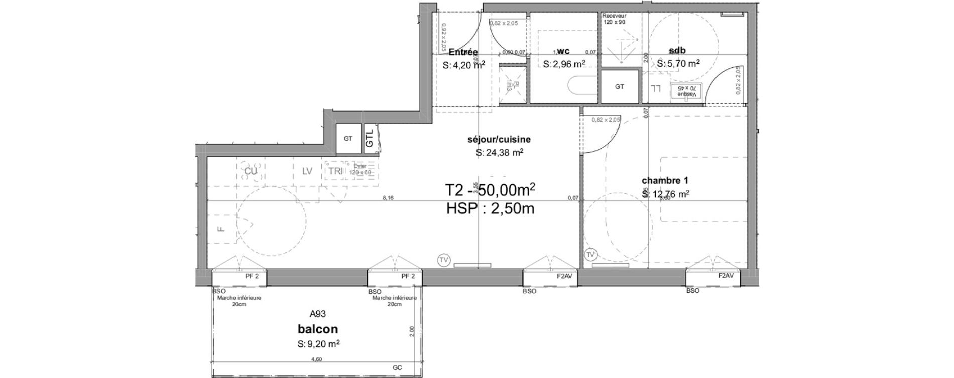 Appartement T2 de 50,00 m2 &agrave; Bordeaux Armagnac