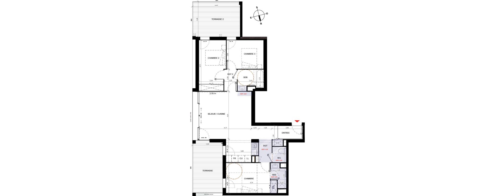 Appartement T4 de 80,36 m2 &agrave; Bordeaux Lac