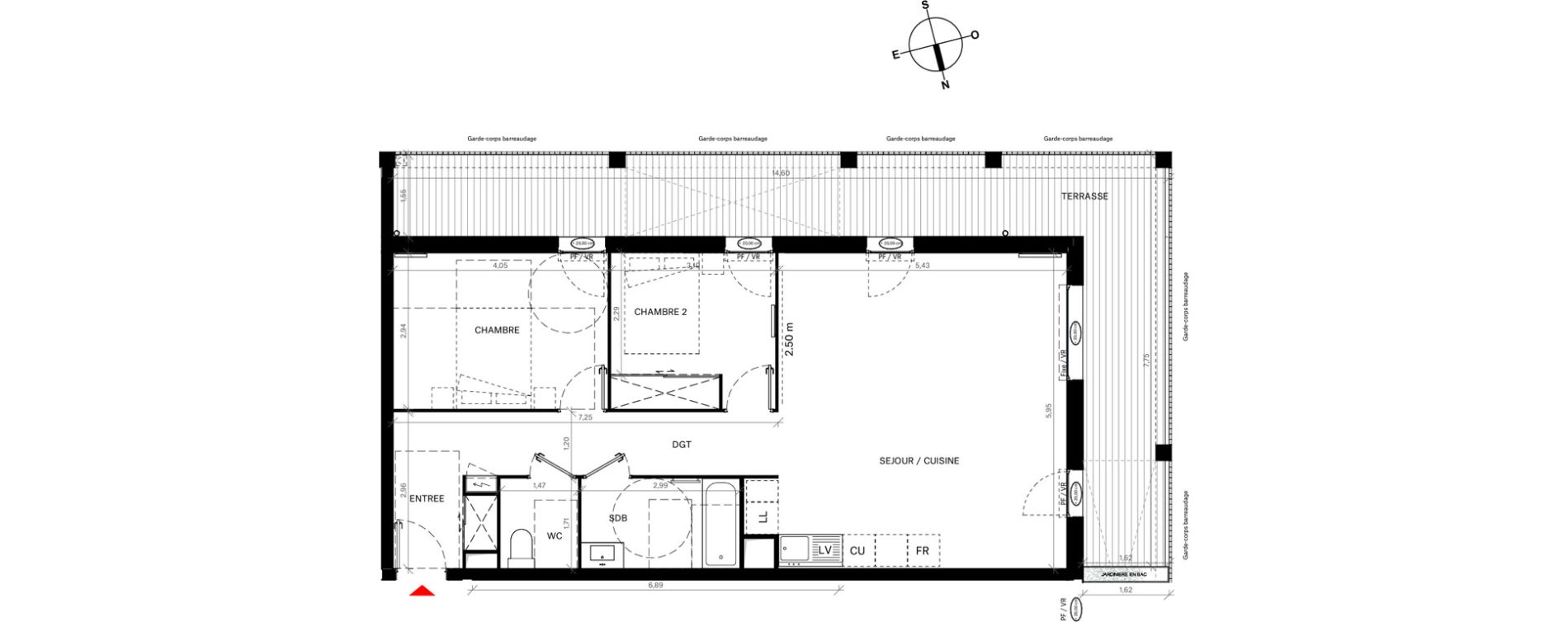 Appartement T3 de 73,28 m2 &agrave; Bordeaux Lac