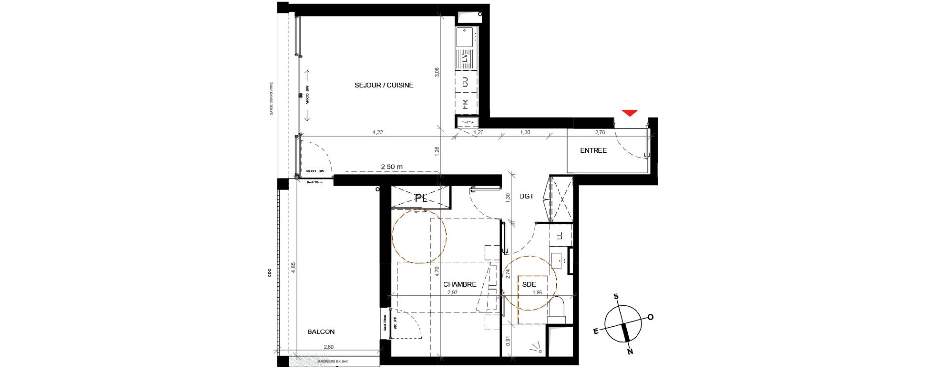 Appartement T2 de 49,62 m2 &agrave; Bordeaux Lac