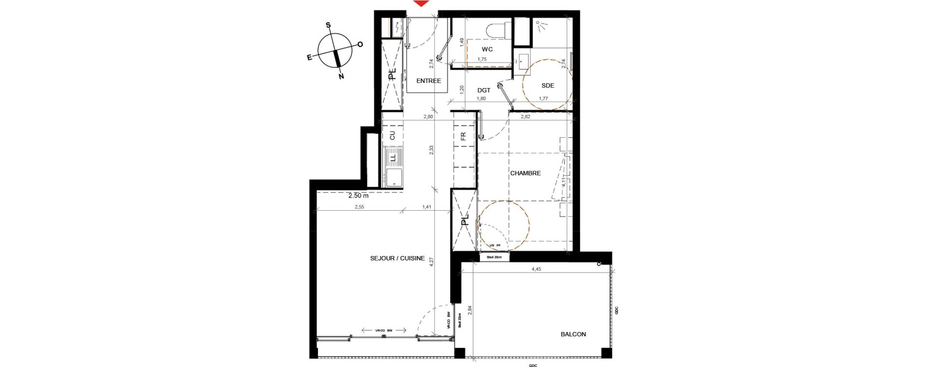 Appartement T2 de 51,10 m2 &agrave; Bordeaux Lac