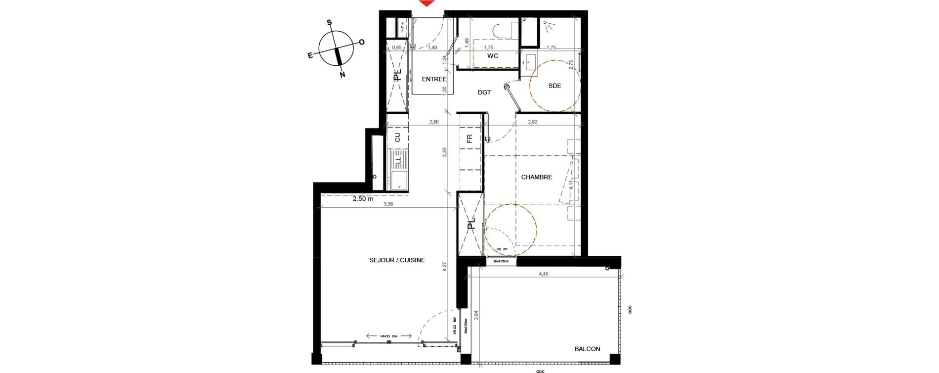 Appartement T2 de 51,10 m2 &agrave; Bordeaux Lac