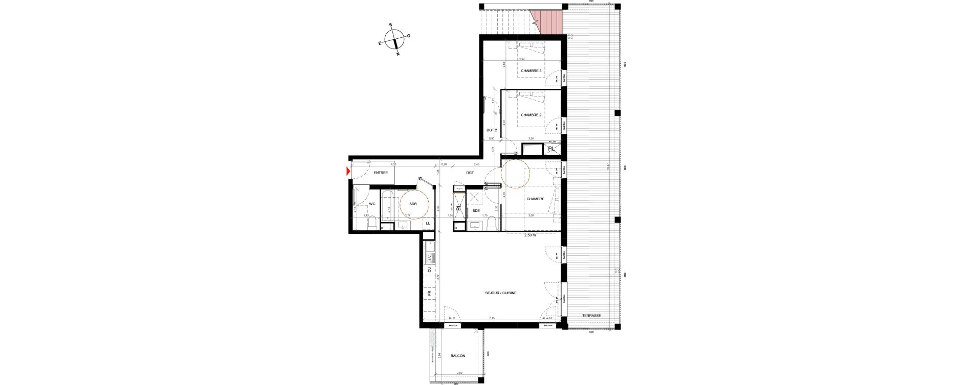 Appartement T4 de 93,64 m2 &agrave; Bordeaux Lac