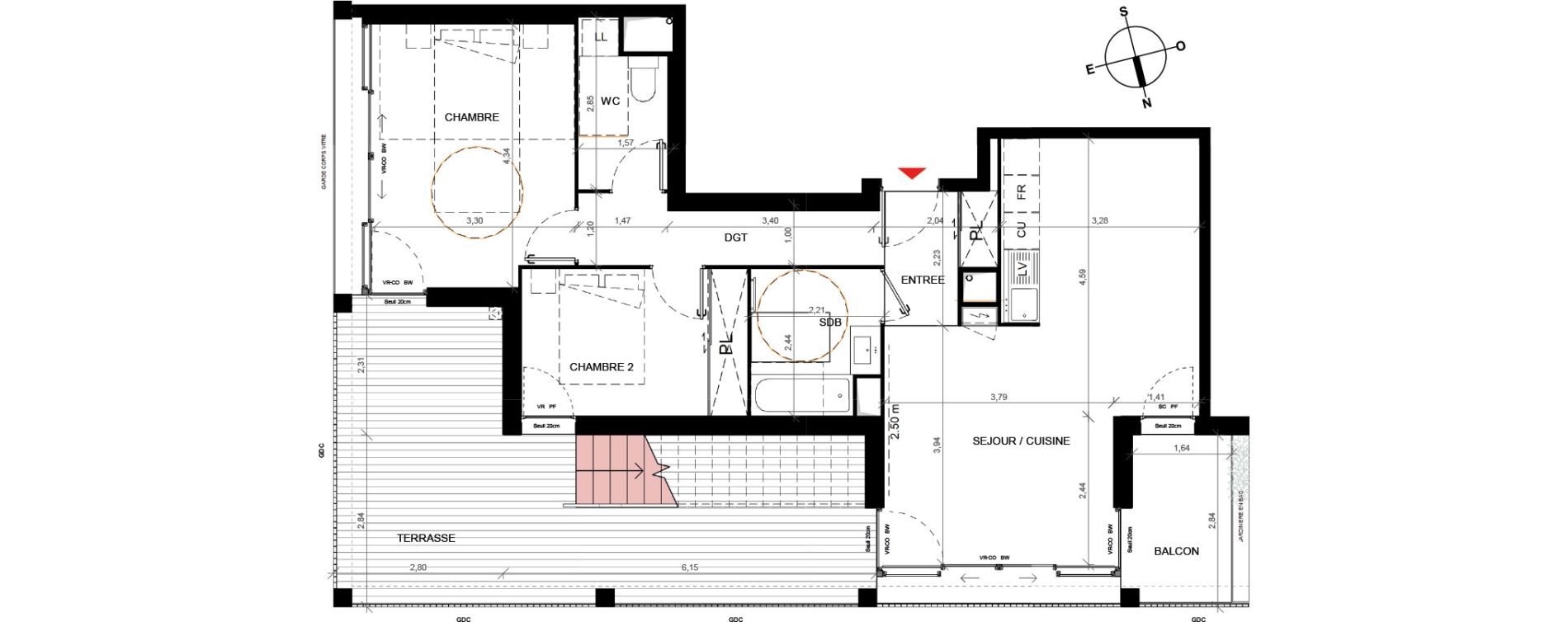 Appartement T3 de 68,21 m2 &agrave; Bordeaux Lac
