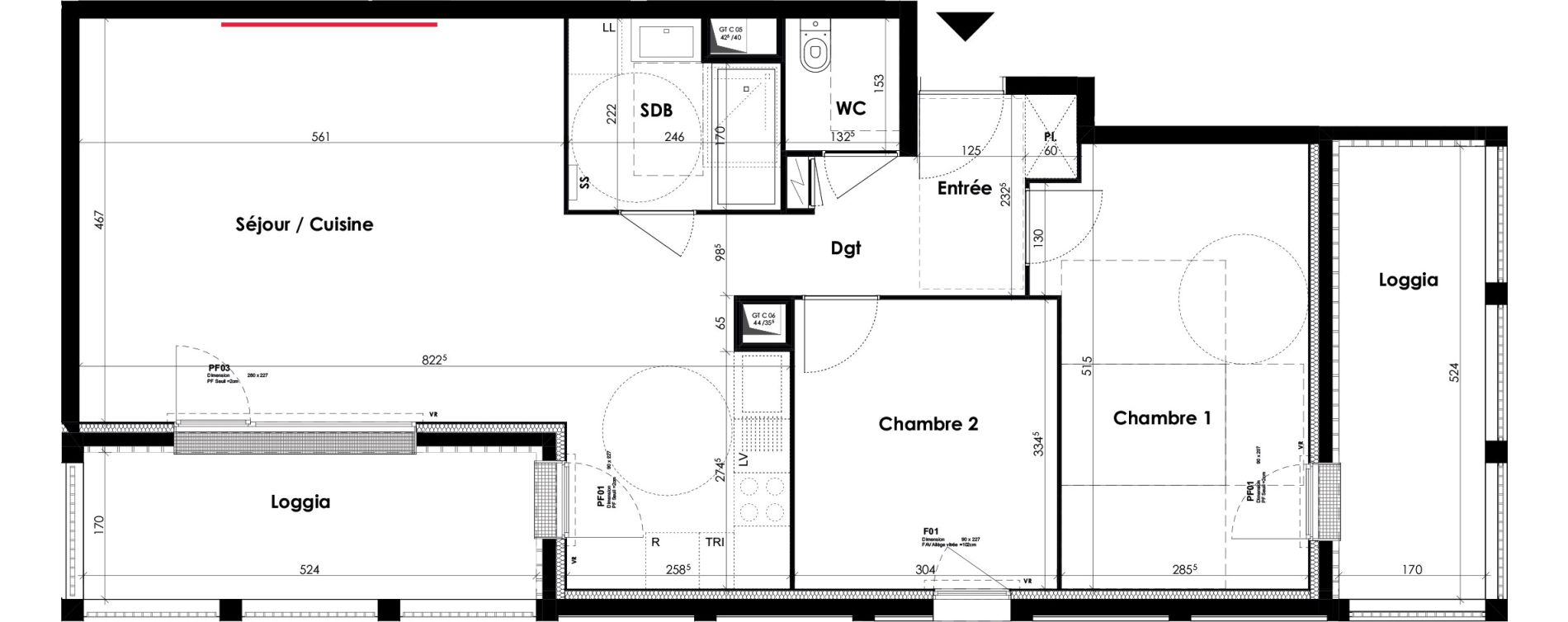 Appartement T3 de 74,90 m2 &agrave; Bordeaux Lac