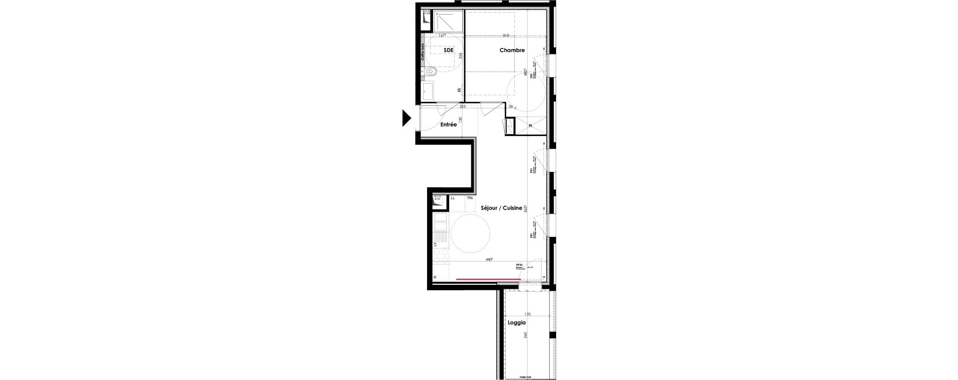Appartement T2 de 43,03 m2 &agrave; Bordeaux Lac