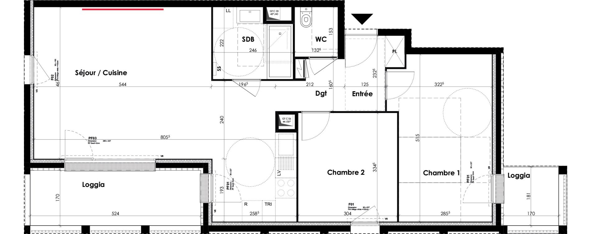 Appartement T3 de 74,12 m2 &agrave; Bordeaux Lac