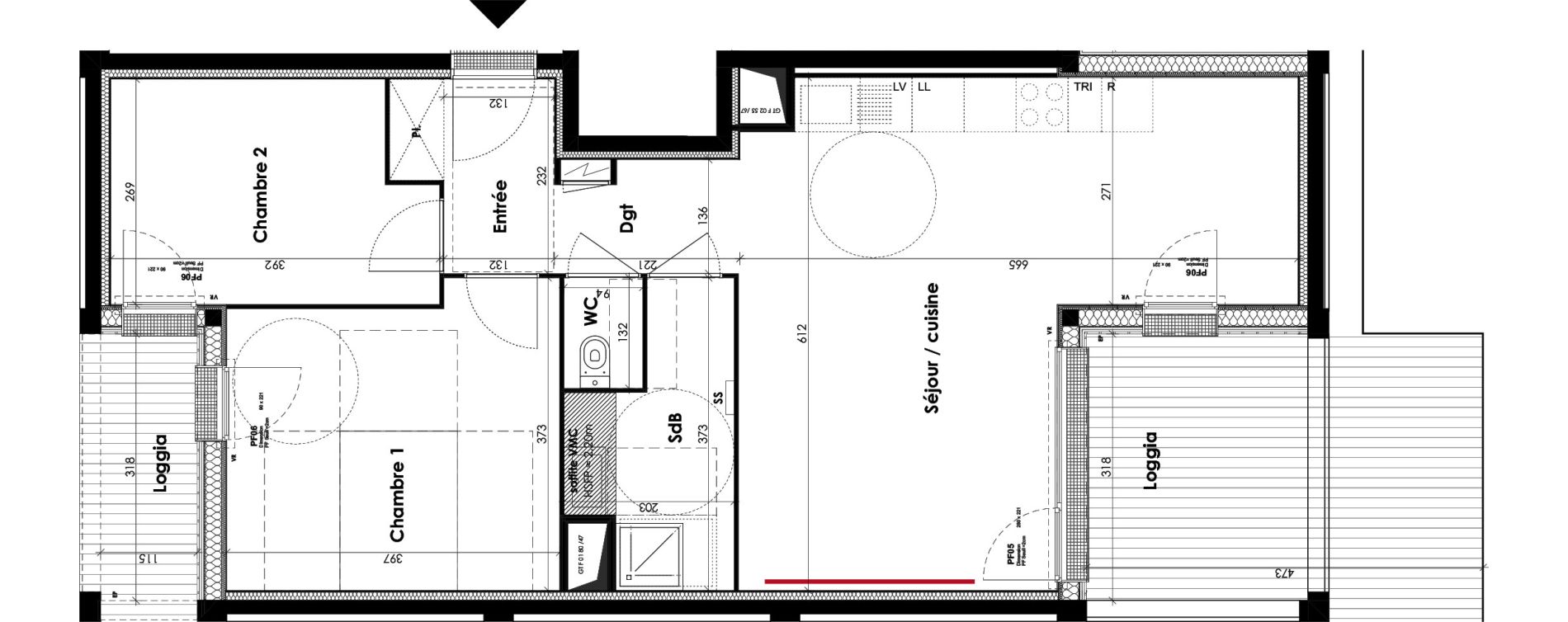 Appartement T3 de 67,59 m2 &agrave; Bordeaux Lac
