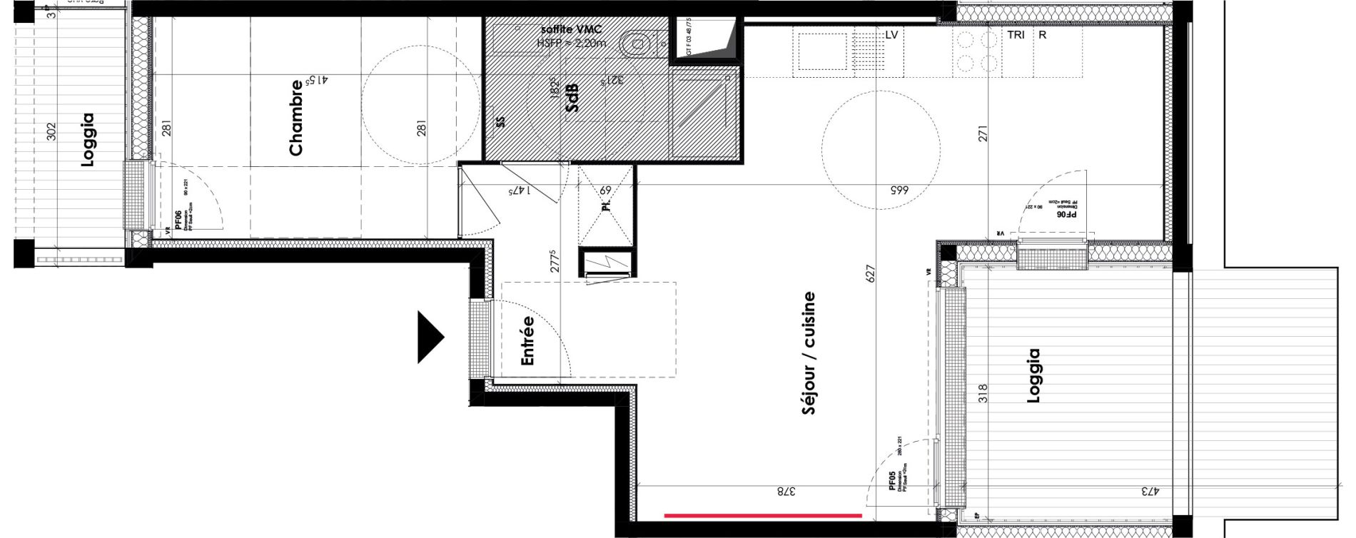 Appartement T2 de 50,80 m2 &agrave; Bordeaux Lac